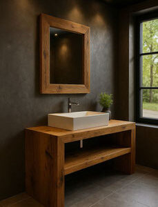 Schwebender Waschtisch aus massiver Eiche – Modell SPA1