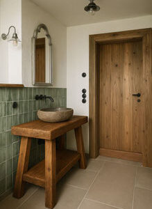 Freistehender Waschtisch aus massiver Eiche im Alpenstil – OAK1 SPA2