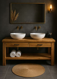 Doppelwaschtisch aus massiver Eiche – OAK1 SPA8