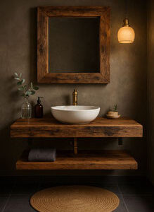 Waschtisch aus Eiche-Altholz auf Trägern – OAK1 SPA11