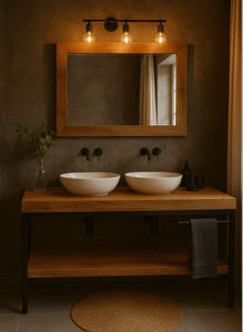 Industriedesign Waschtisch aus Eiche & Stahl – OAK1 SPA12