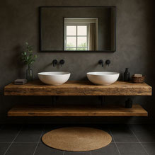 Großer Waschtisch aus antiker Balkeneiche – OAK1 SPA14