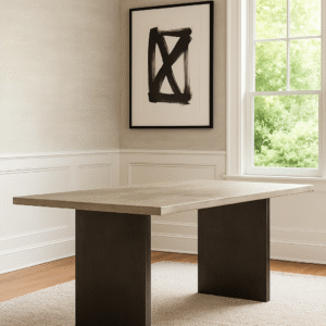 Stahlwangen Esstisch Matteo – Massivholz Eiche trifft Industrial Design