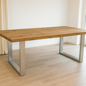 Kufentisch Nicolo – Industrial Design aus Eiche und Edelstahl