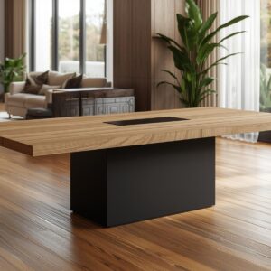 Industriedesign Esstisch Alessandro mit Z-Mittelfuß aus Stahl | Oak1