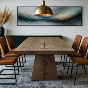 Baumtisch Nando aus massiver Eiche mit natürlicher Baumkante | Oak1