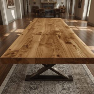 Esstisch Alessio aus massiver Eiche mit X-Mittelfuß im Industrial-Look | Oak1