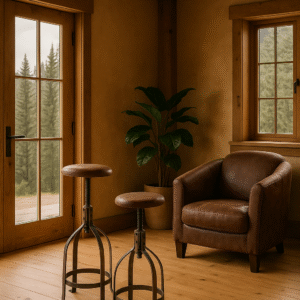 Piano Barstools – Elegante Hocker mit Madagaskar Stoff & Schmiedeeisen