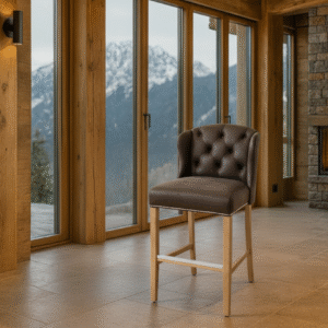 Roxy Barstool – Eleganter Barhocker aus Stoff & Holz | OAK1